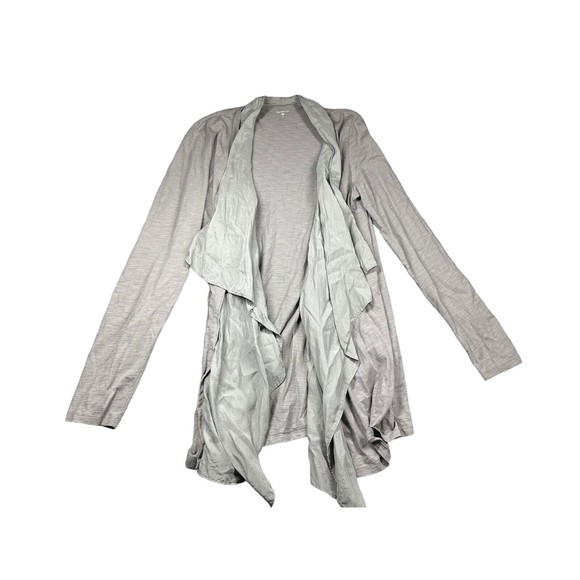 GARNET HILL cardigan Gray knit‎ cotton silk Blend ruffle M - Picture 1 of 6